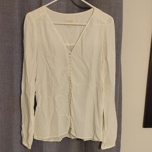 Sezane White Button-Down Blouse